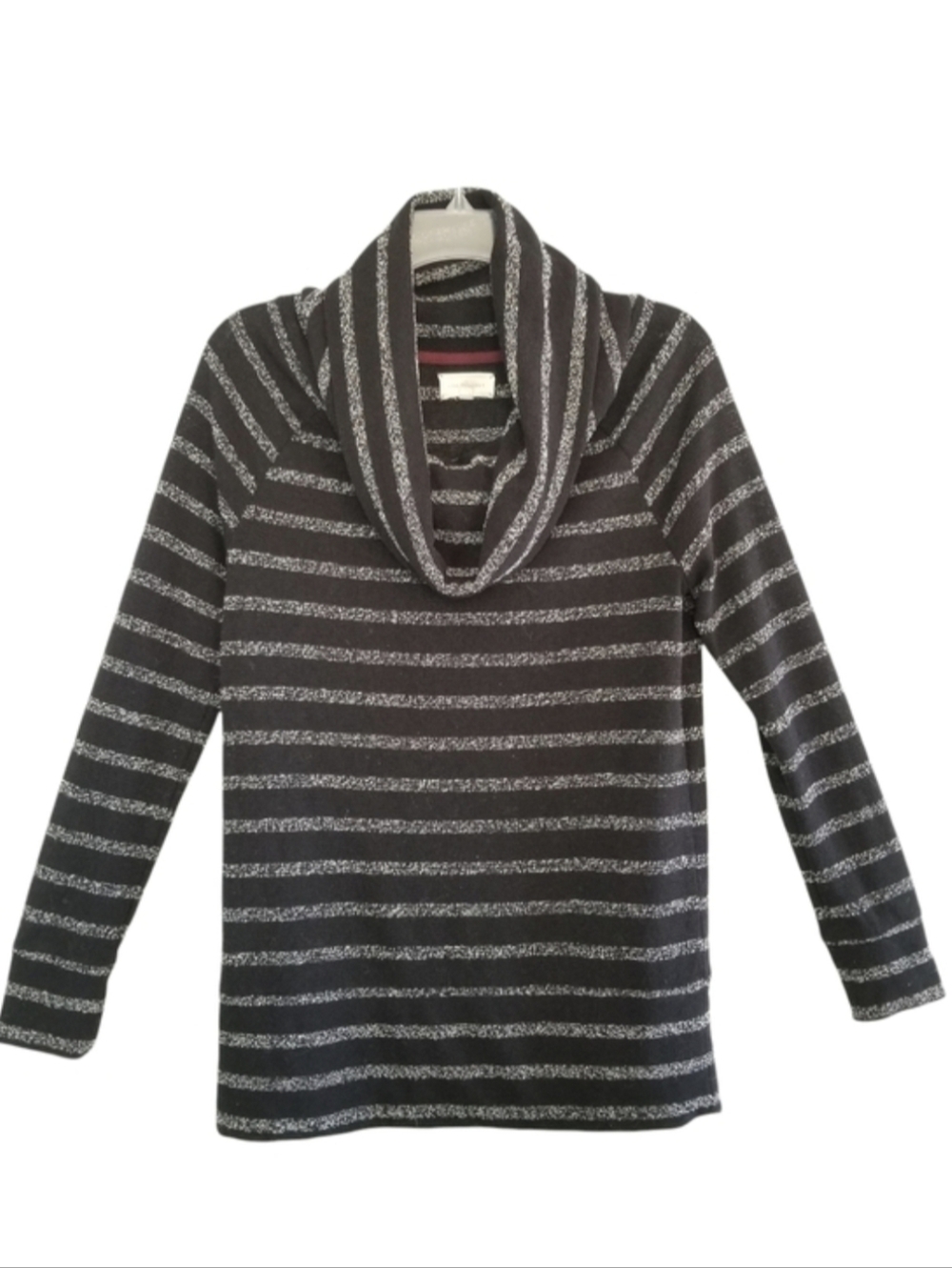 Lou &‎ Grey Striped Cowlneck Knit Sweater Top Small Black Cream